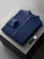Raffinato cardigan a strati con zip frontale da uomo