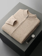 Raffinato cardigan a strati con zip frontale da uomo