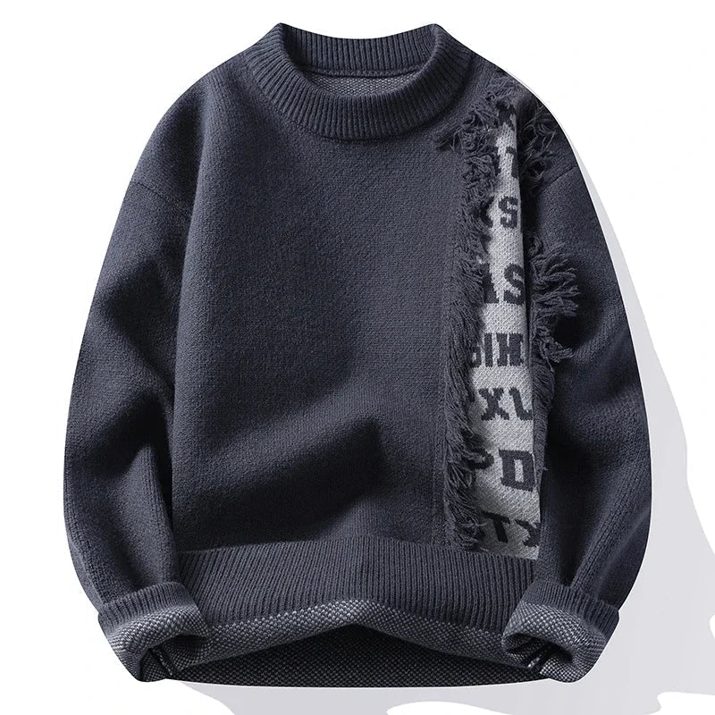Maglione sfilacciato rilassato da uomo - Stile a contrasto audace