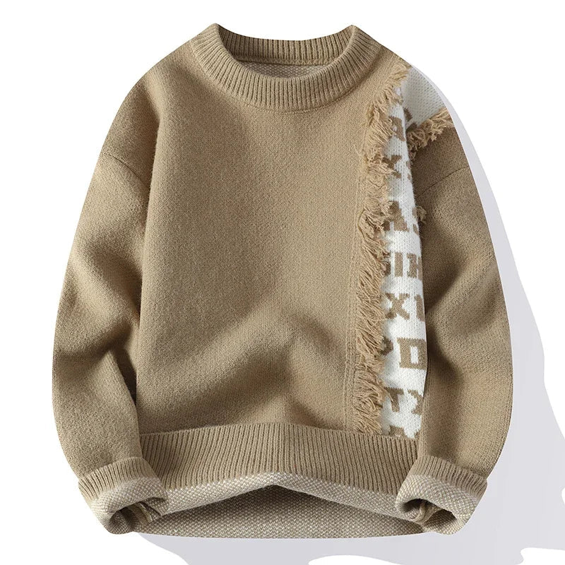 Maglione sfilacciato rilassato da uomo - Stile a contrasto audace