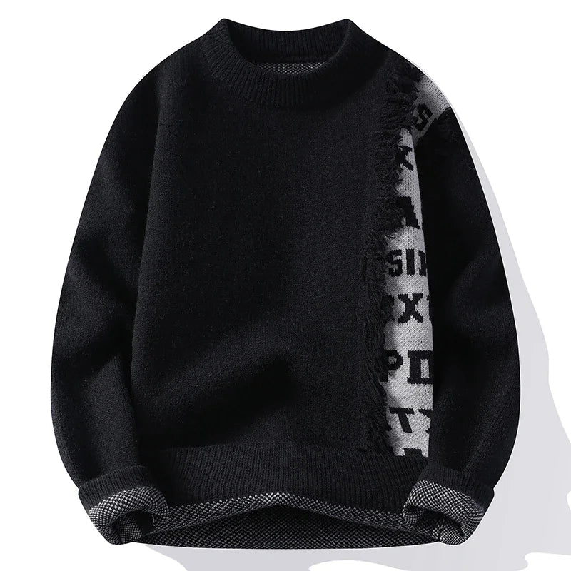 Maglione sfilacciato rilassato da uomo - Stile a contrasto audace