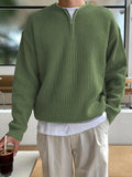 Maglione rilassato da uomo con mezza zip a righe per un comfort moderno