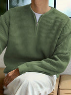 Maglione rilassato da uomo con mezza zip a righe per un comfort moderno