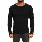 Maglione slim fit lavorato a maglia da uomo con dettaglio a righe