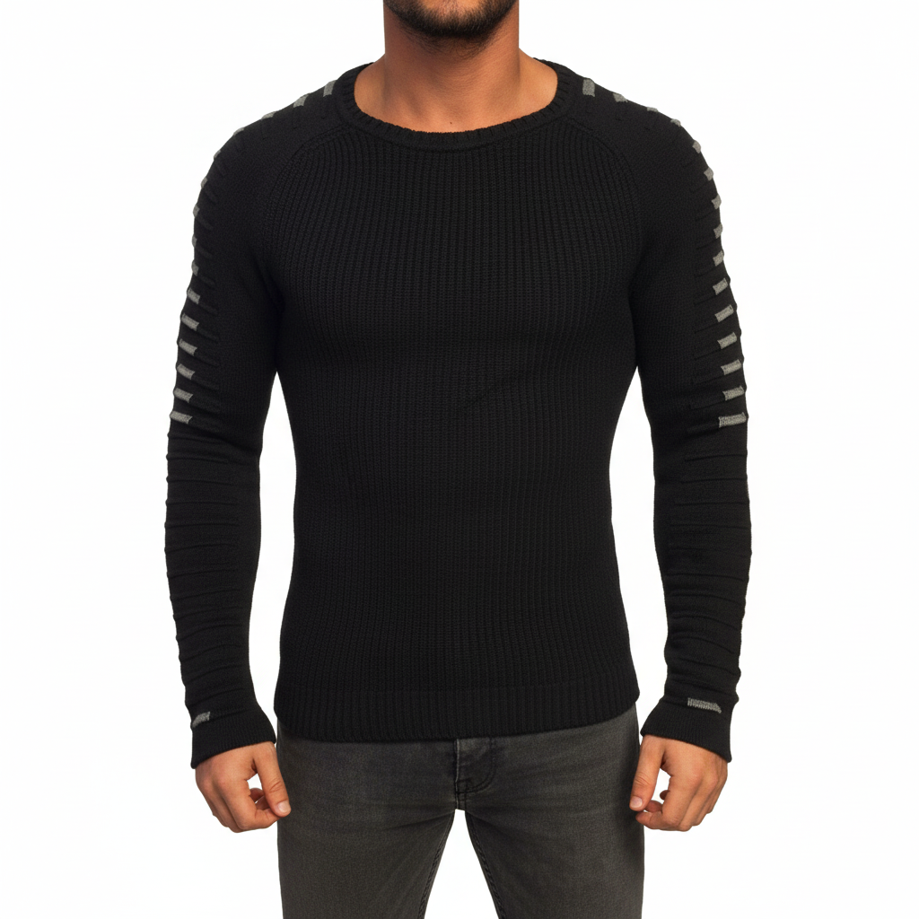 Maglione slim fit lavorato a maglia da uomo con dettaglio a righe