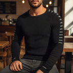 Maglione slim fit lavorato a maglia da uomo con dettaglio a righe