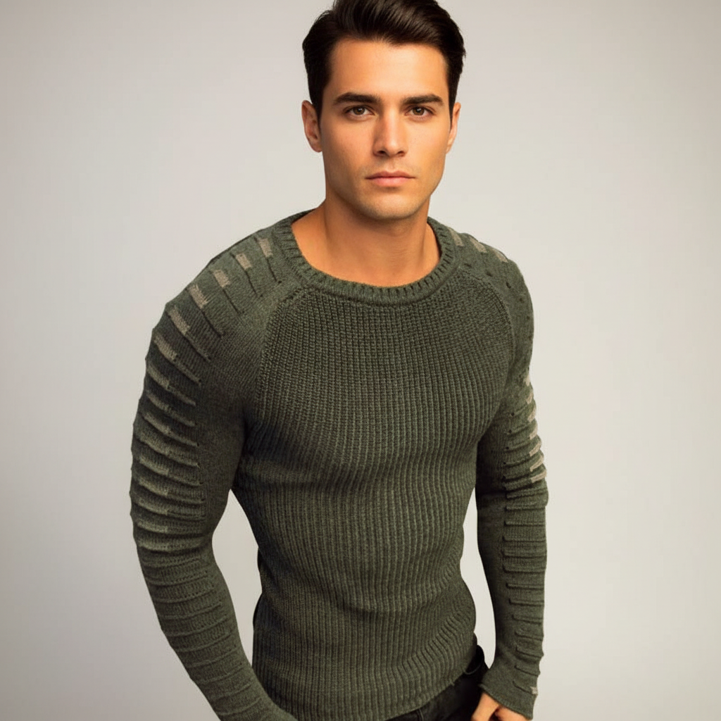 Maglione slim fit lavorato a maglia da uomo con dettaglio a righe