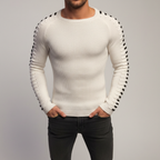 Maglione slim fit lavorato a maglia da uomo con dettaglio a righe