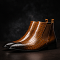 Stivaletti Chelsea da uomo in pelle di serpente: stile audace e comfort