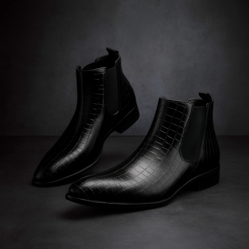 Stivaletti Chelsea da uomo in pelle di serpente: stile audace e comfort