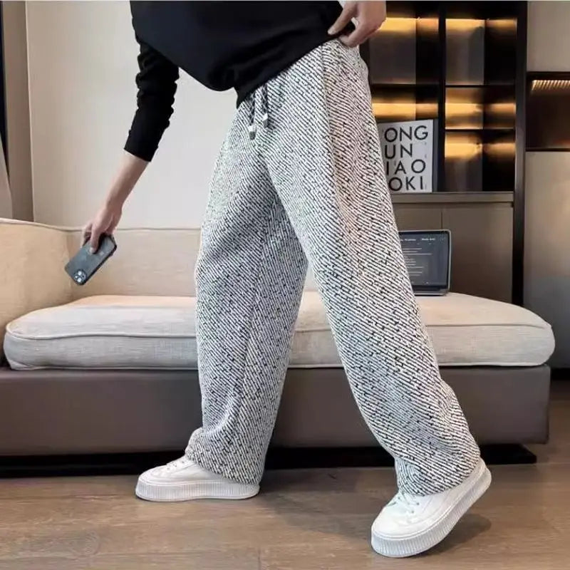 Pantaloni lounge da uomo in morbida maglia affusolata spazzolata