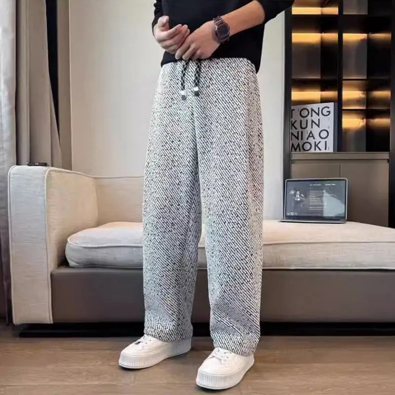 Pantaloni lounge da uomo in morbida maglia affusolata spazzolata