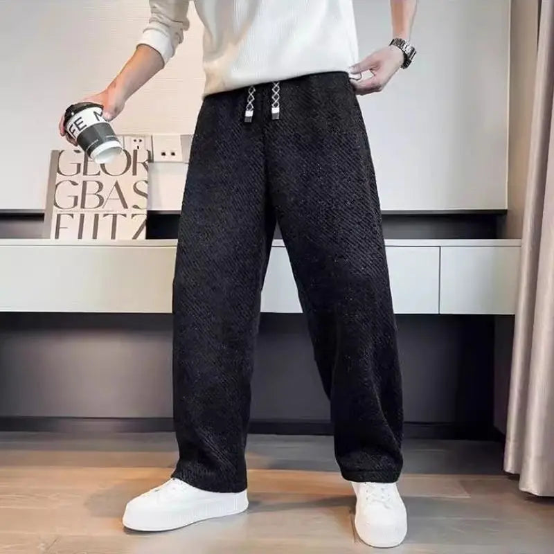 Pantaloni lounge da uomo in morbida maglia affusolata spazzolata