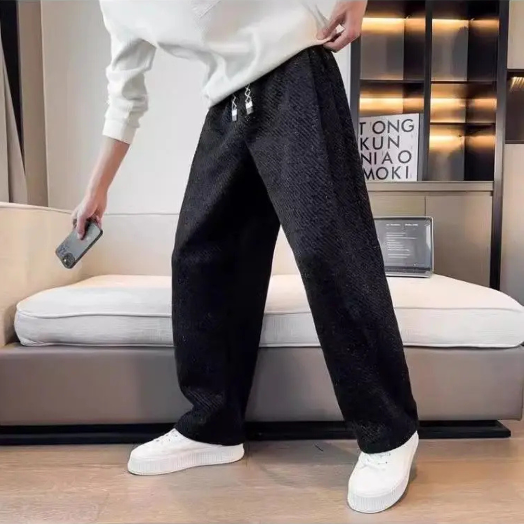 Pantaloni lounge da uomo in morbida maglia affusolata spazzolata