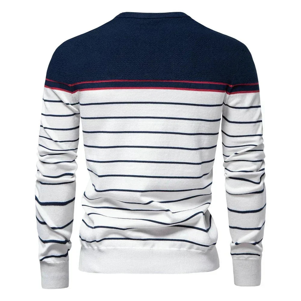 Maglione pullover girocollo a righe da uomo