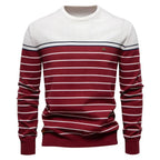 Maglione pullover girocollo a righe da uomo