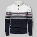 Maglione pullover da uomo con mezza zip a righe per lo stile di tutti i giorni