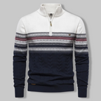 Maglione pullover da uomo con mezza zip a righe per lo stile di tutti i giorni
