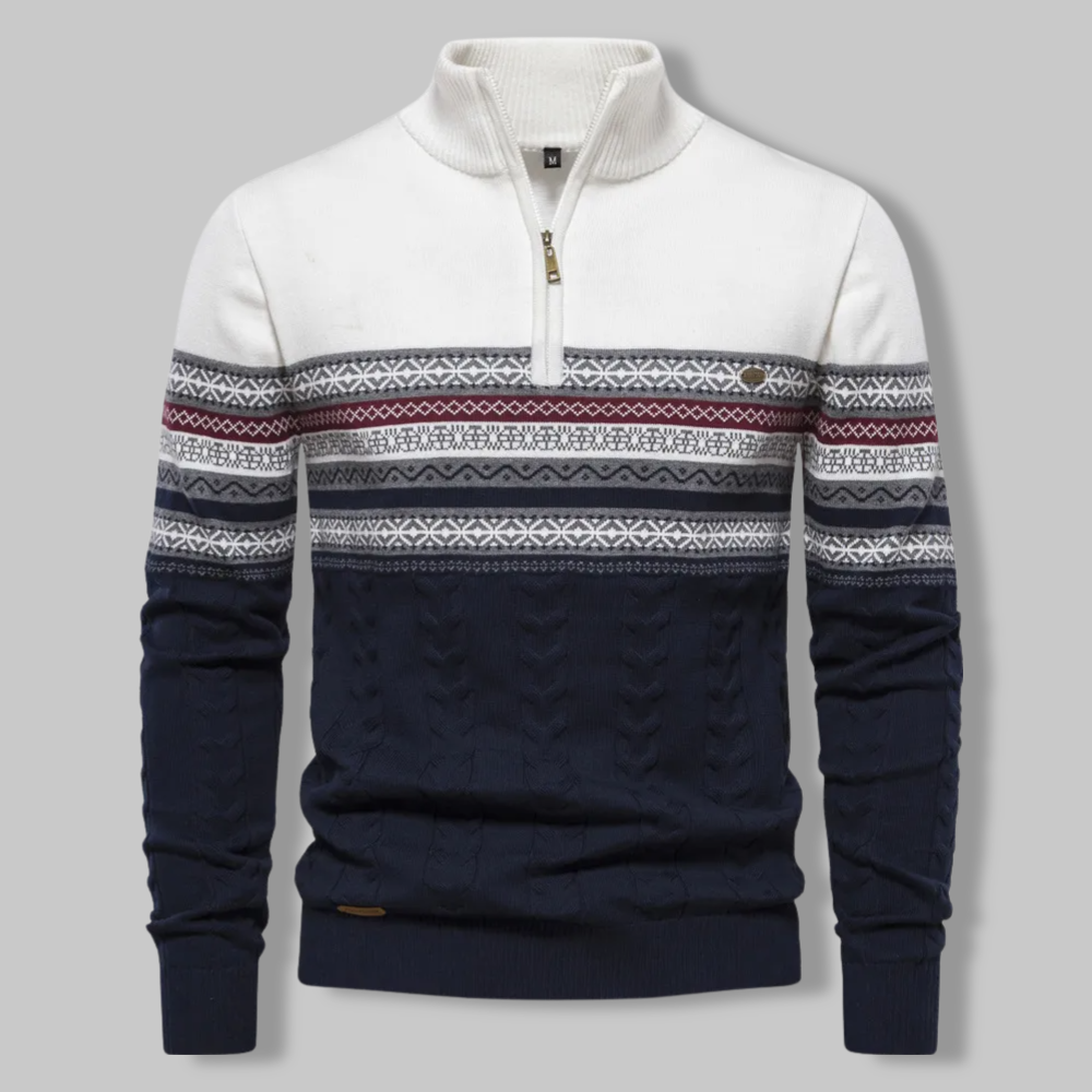 Maglione pullover da uomo con mezza zip a righe per lo stile di tutti i giorni
