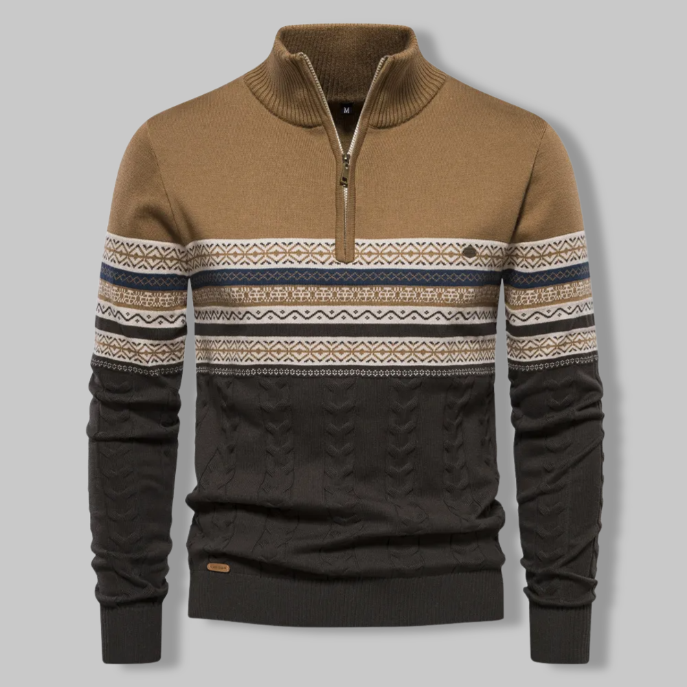 Maglione pullover da uomo con mezza zip a righe per lo stile di tutti i giorni