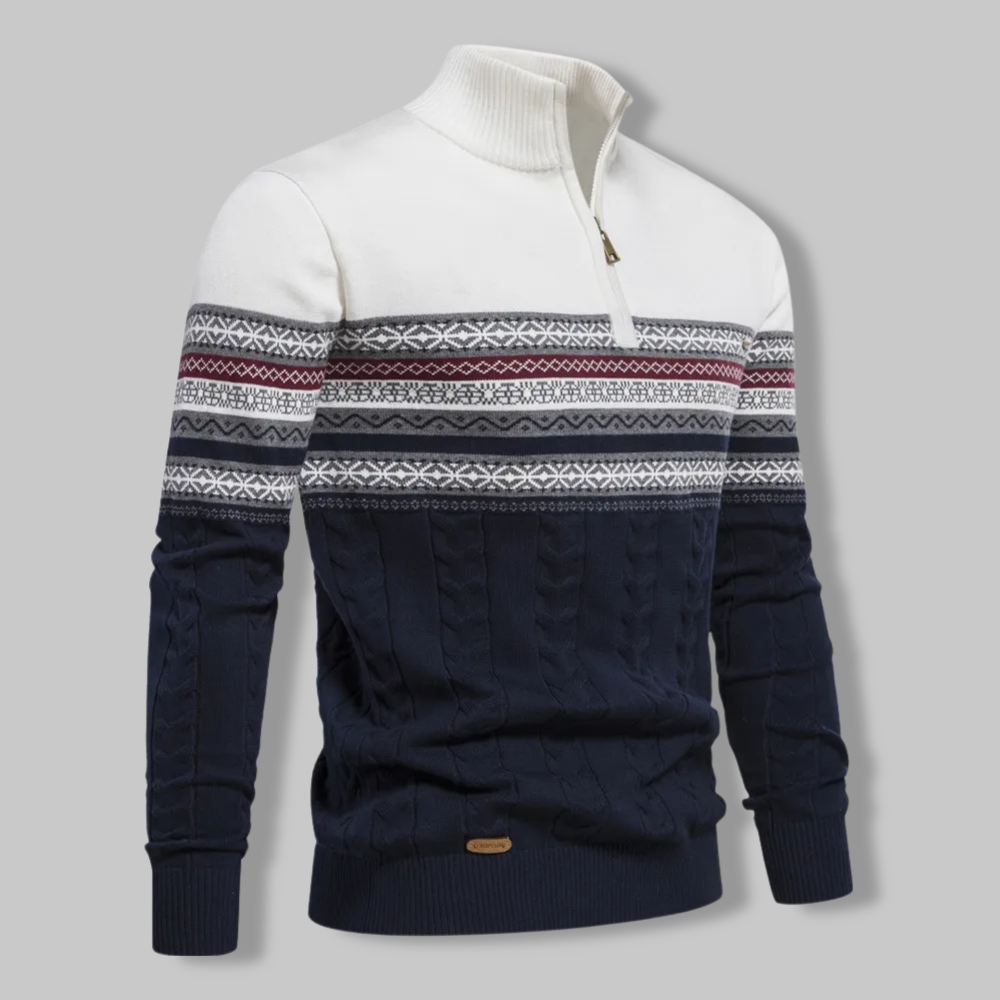 Maglione pullover da uomo con mezza zip a righe per lo stile di tutti i giorni