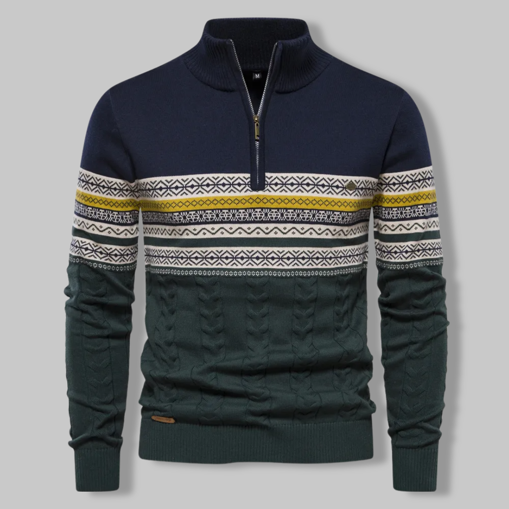 Maglione pullover da uomo con mezza zip a righe per lo stile di tutti i giorni