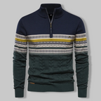 Maglione pullover da uomo con mezza zip a righe per lo stile di tutti i giorni
