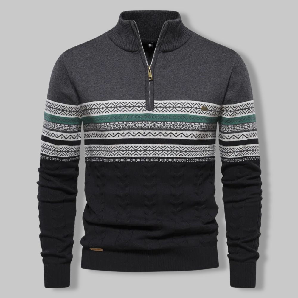 Maglione pullover da uomo con mezza zip a righe per lo stile di tutti i giorni
