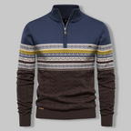 Maglione pullover da uomo con mezza zip a righe per lo stile di tutti i giorni