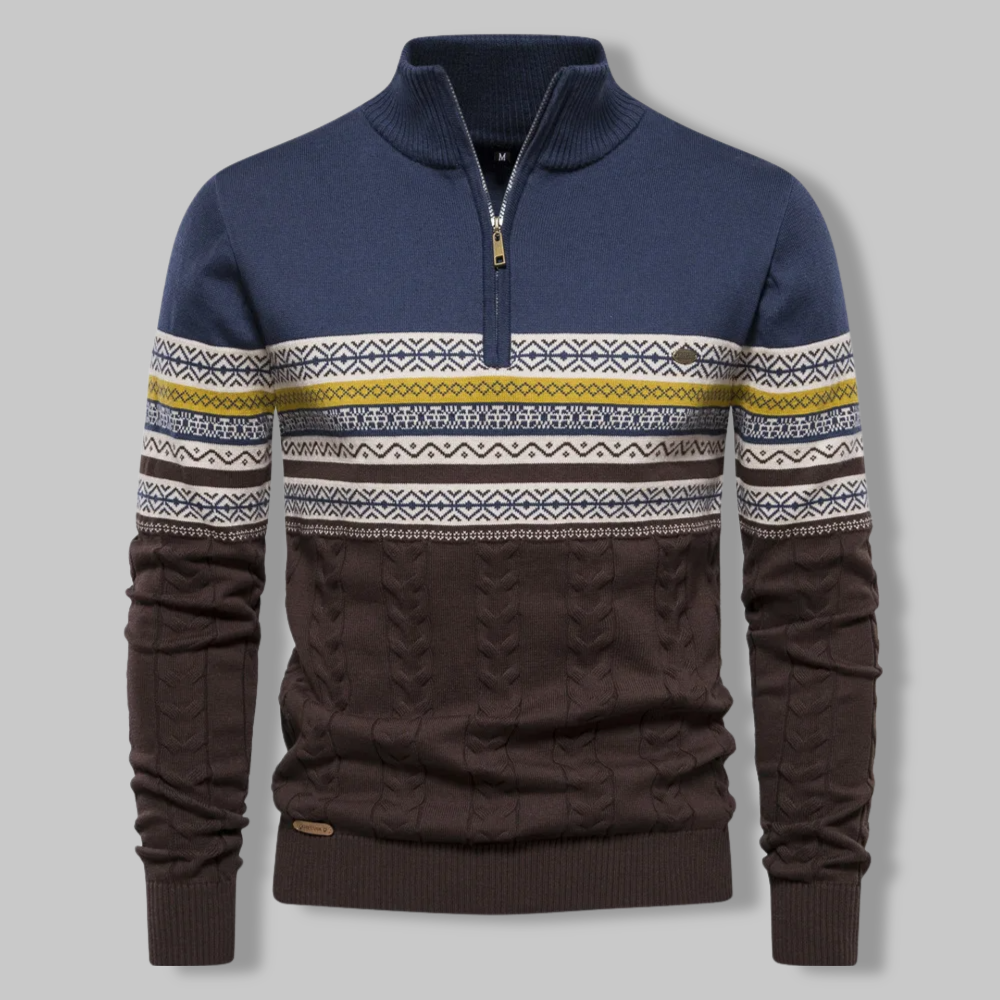 Maglione pullover da uomo con mezza zip a righe per lo stile di tutti i giorni