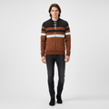 Felpa con cappuccio maglione lavorato a maglia a righe da uomo
