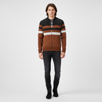 Felpa con cappuccio maglione lavorato a maglia a righe da uomo