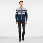 Felpa con cappuccio maglione lavorato a maglia a righe da uomo
