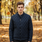 Giacca autunnale elegante da uomo con motivo a rombi