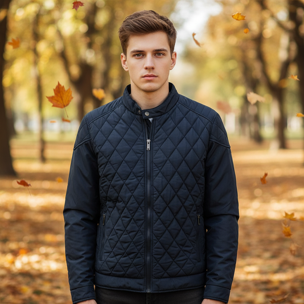 Giacca autunnale elegante da uomo con motivo a rombi