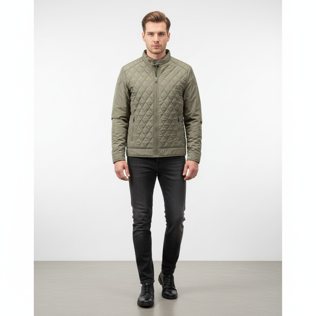 Giacca autunnale elegante da uomo con motivo a rombi