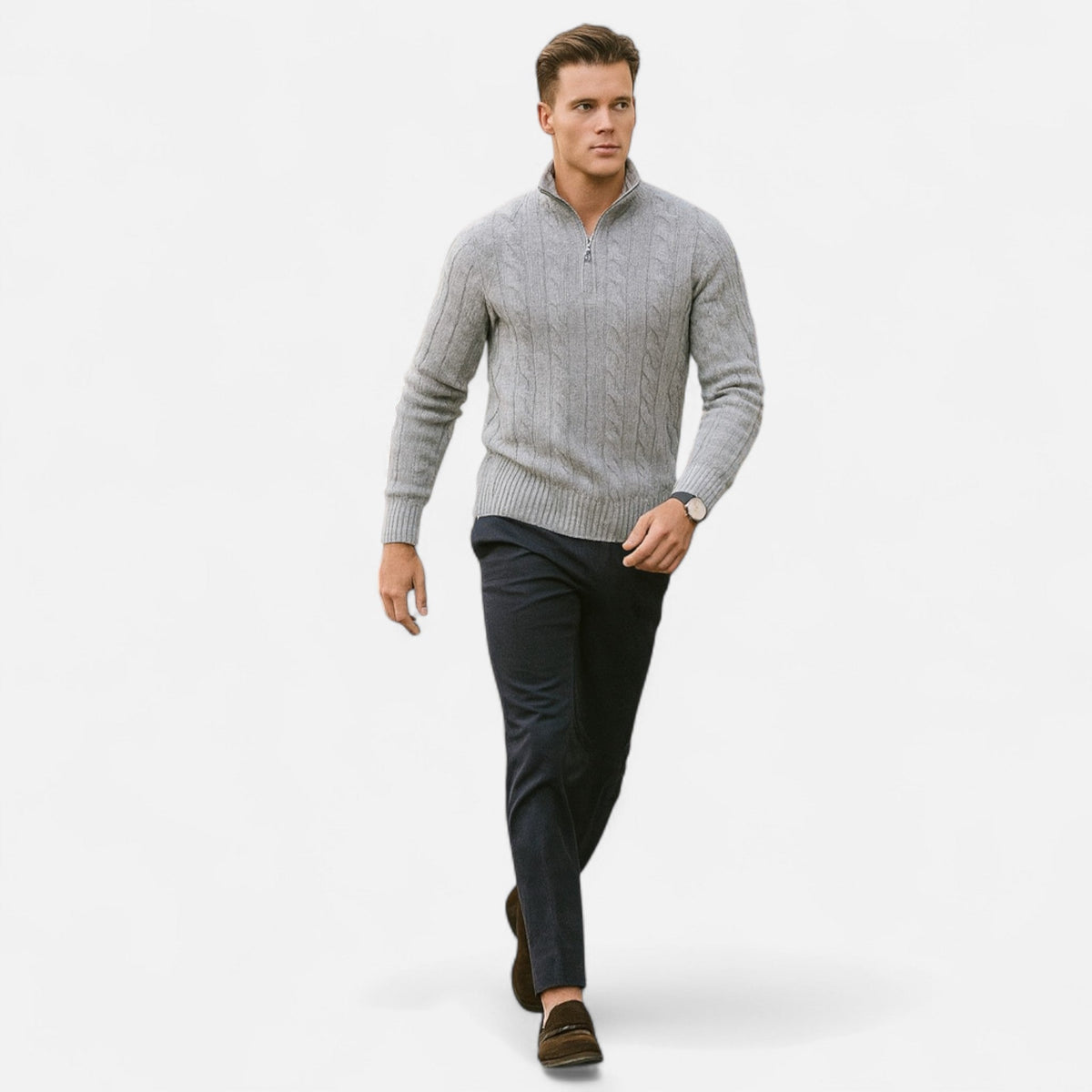 Elegante maglione cardigan aperto sul davanti da uomo per stratificazioni senza sforzo