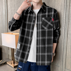 Elegante camicia da uomo in flanella scozzese con bottoni per il comfort quotidiano