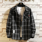 Elegante camicia da uomo in flanella scozzese con bottoni per il comfort quotidiano