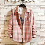 Elegante camicia da uomo in flanella scozzese con bottoni per il comfort quotidiano