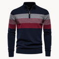 Maglione da uomo con zip a un quarto alla moda a righe
