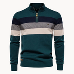 Maglione da uomo con zip a un quarto alla moda a righe