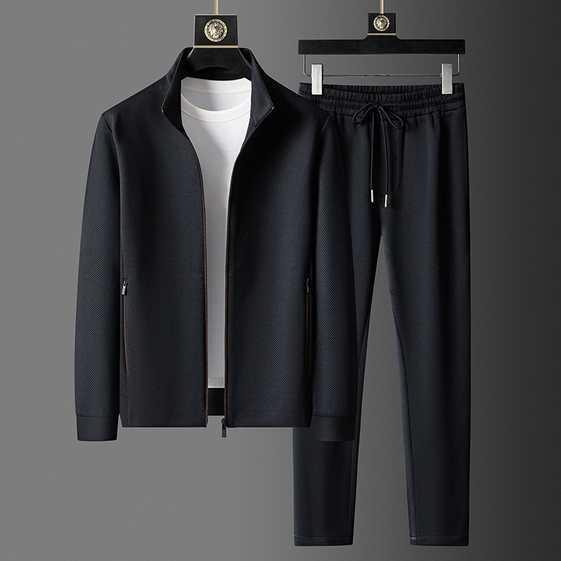 Giacca con zip da uomo e pantaloni da jogging affusolati per un abbigliamento elegante quotidiano