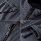 Giacca con zip da uomo e pantaloni da jogging affusolati per un abbigliamento elegante quotidiano