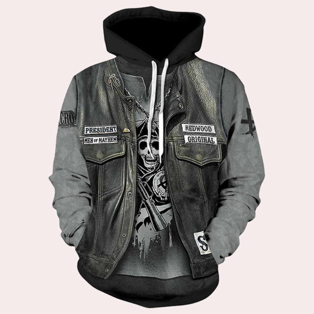 Felpa con cappuccio casual con stampa unica da uomo: rilassata ed elegante