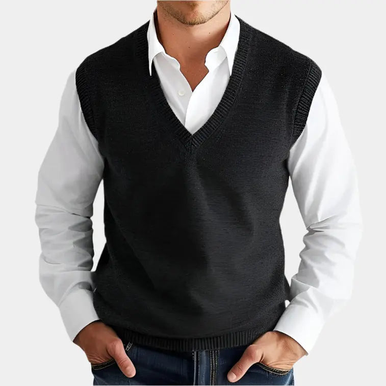 Gilet in maglia con scollo a V da uomo | Ideale per strati eleganti