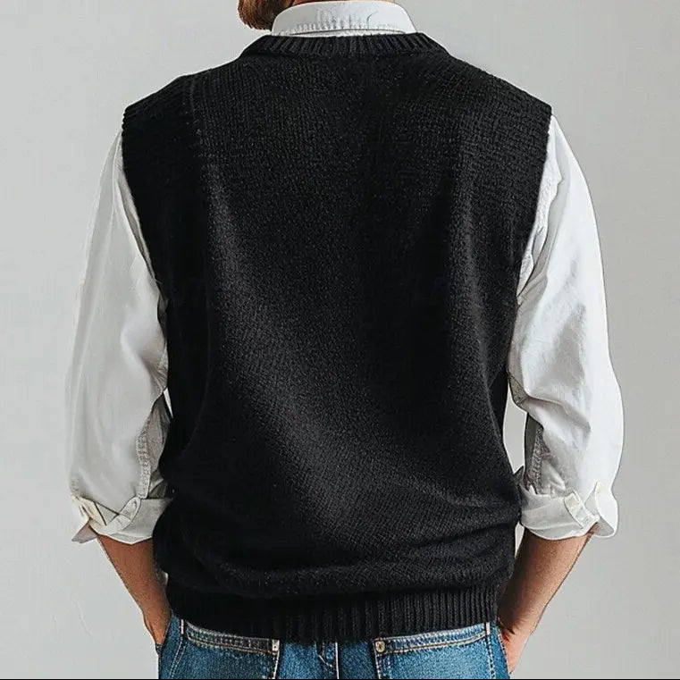 Gilet in maglia con scollo a V da uomo | Ideale per strati eleganti