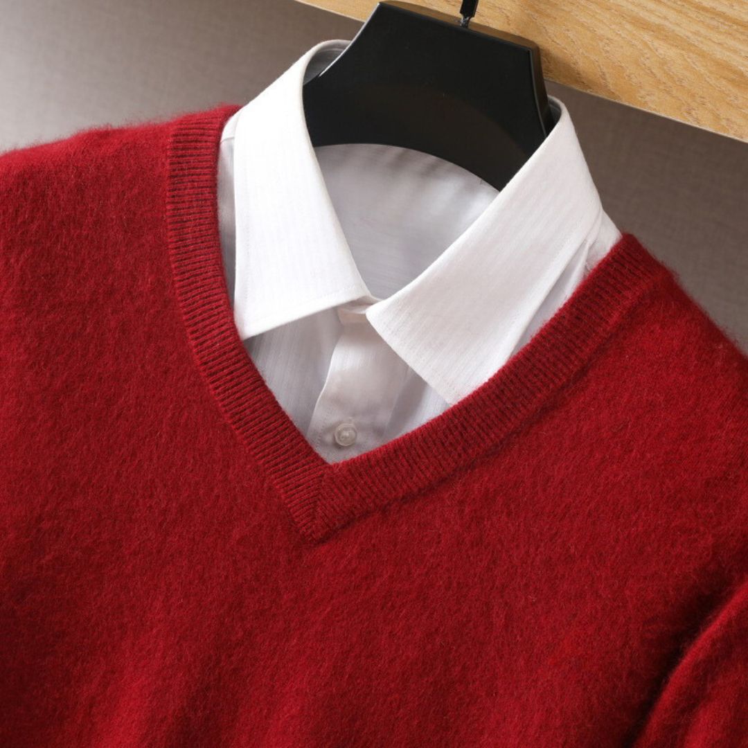 Maglione da uomo con scollo a V in lana merino