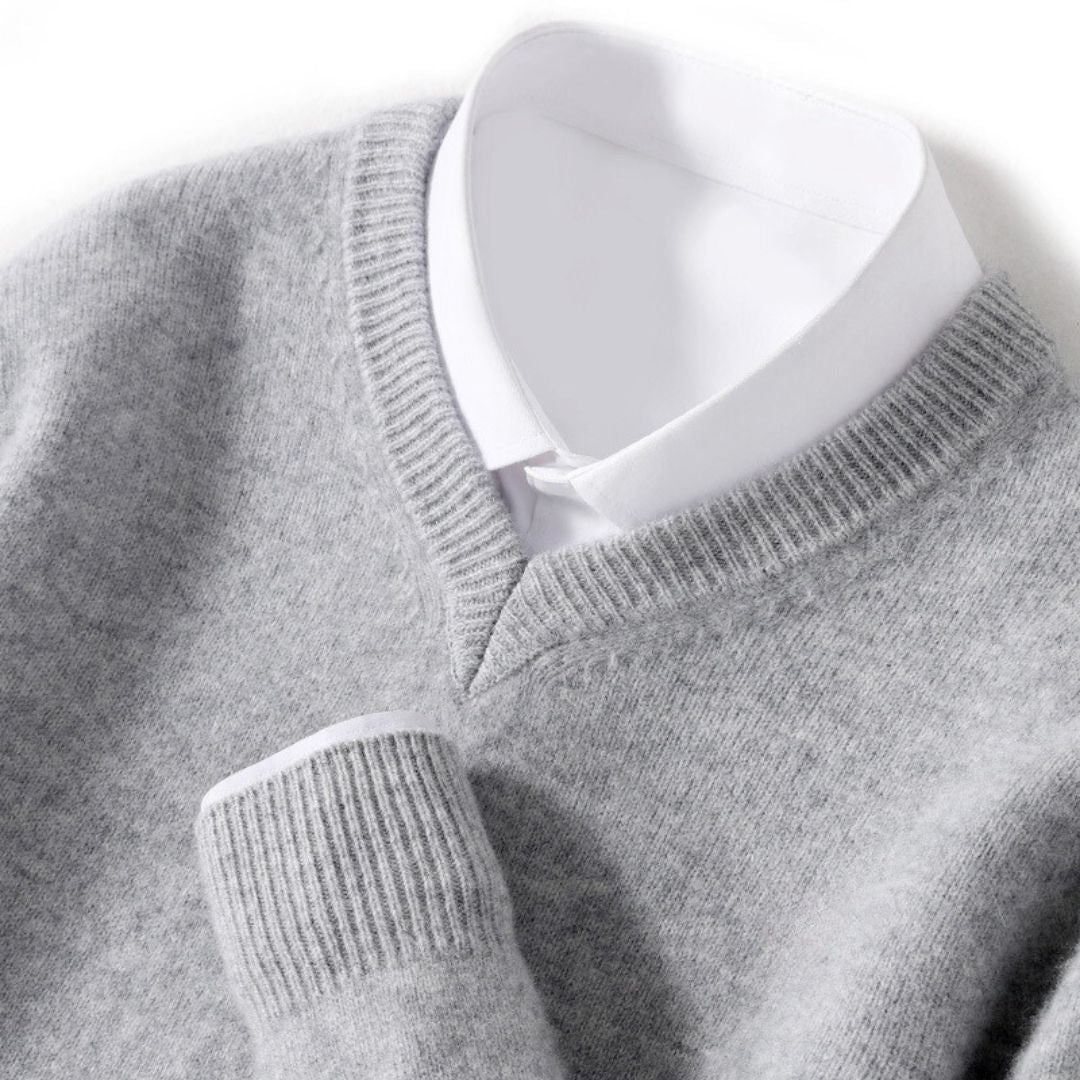 Maglione da uomo con scollo a V in lana merino