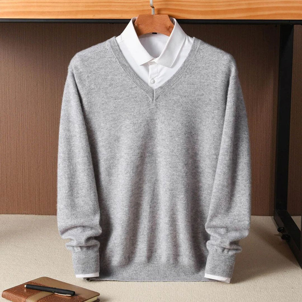 Maglione da uomo con scollo a V in lana merino